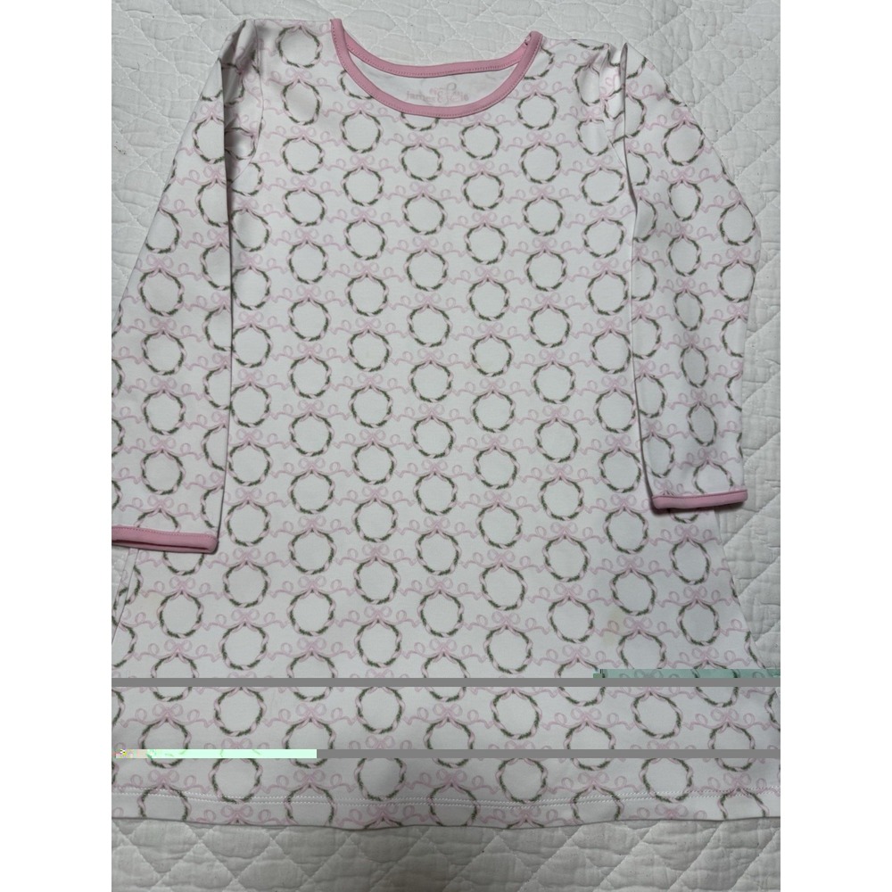 James & Lottie Girls Size 6 Greenery W/Pink Ribbons Long Sleeve Timeless EUC